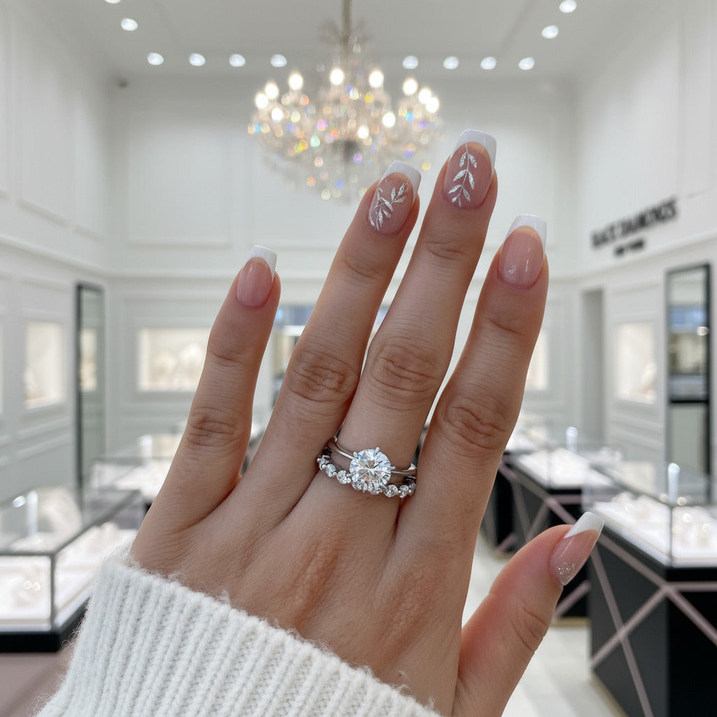 Round Cut 2ct Engagement and Wedding Ring Set-Black Diamonds New York