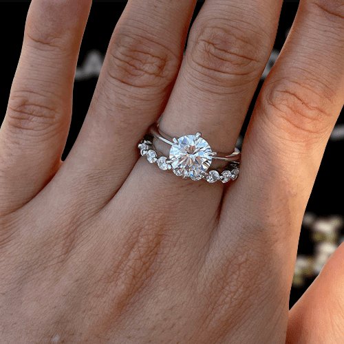 Round Cut 2ct Engagement and Wedding Ring Set - Black Diamonds New York