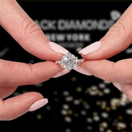 Round Cut Certified Moissanite Engagement Ring - Black Diamonds New York