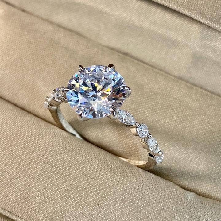 Round Cut Sona Simulated Diamond Engagement Ring