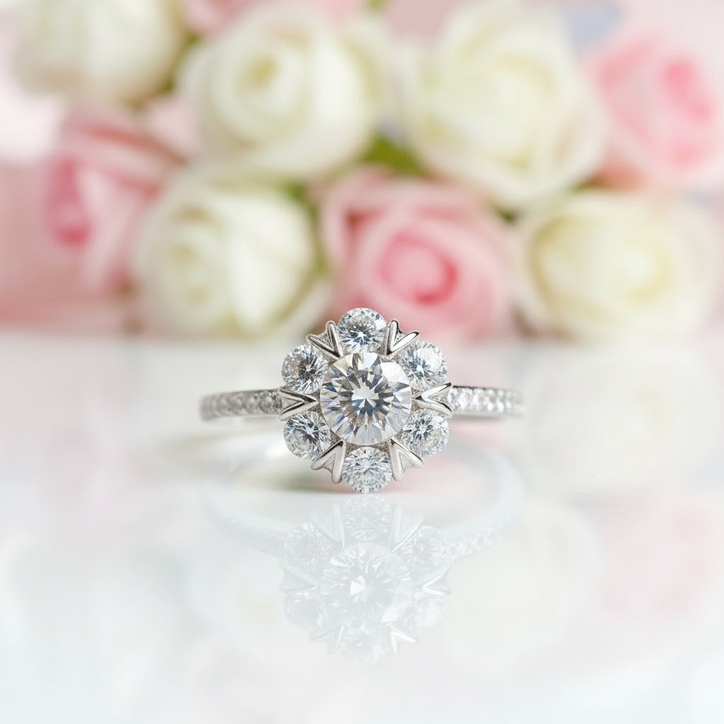 Round Cut Crackling Diamond Engagement Ring-Black Diamonds New York