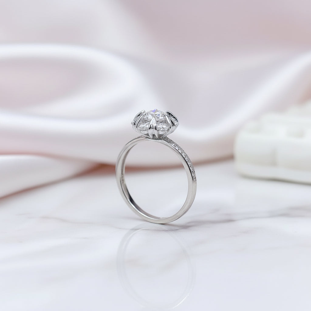 Round Cut Crackling Diamond Engagement Ring-Black Diamonds New York