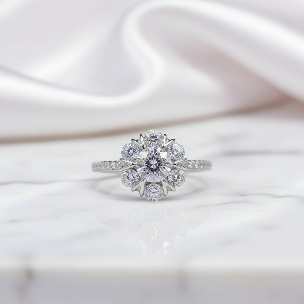 Round Cut Crackling Diamond Engagement Ring-Black Diamonds New York