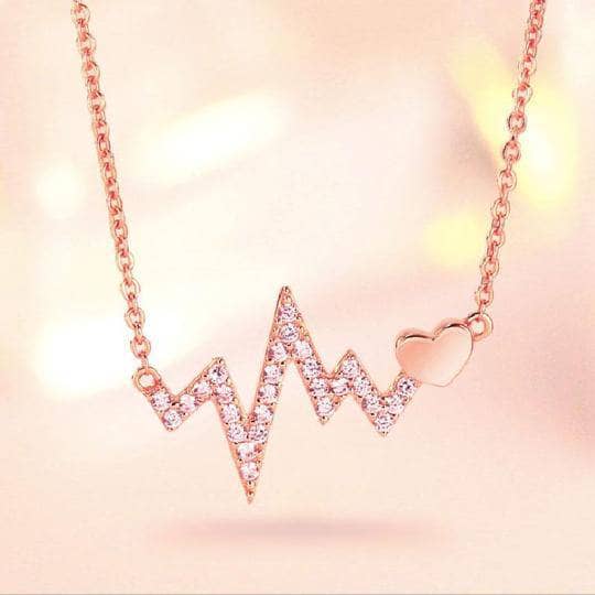 Round Cut Created Sapphire Heartbeat Pendant Necklace-Black Diamonds New York