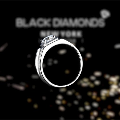 Round Cut Created Sapphire Men's Wedding Band-Black Diamonds New York