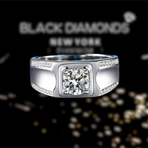 Round Cut Created Sapphire Men's Wedding Band - Black Diamonds New York