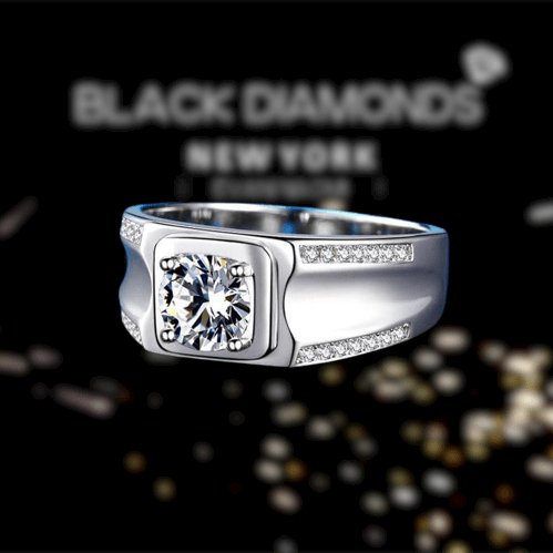 Round Cut Created Sapphire Men's Wedding Band - Black Diamonds New York