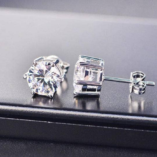 Round Cut Created Sapphire Women's Stud Earrings - Black Diamonds New York
