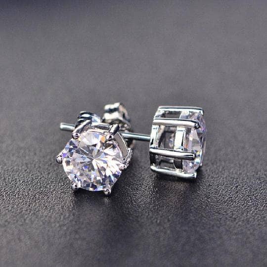 Round Cut Created Sapphire Women's Stud Earrings-Black Diamonds New York