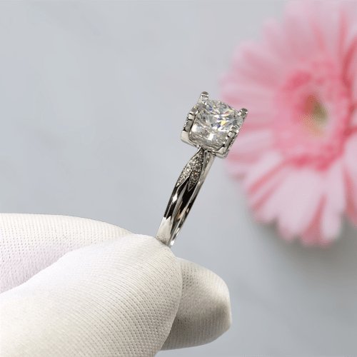 Round Cut D Color Diamond Swallowtail Cow Head Engagement Ring-Black Diamonds New York