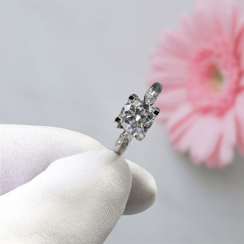 Round Cut D Color Moissanite Swallowtail Cow Head Engagement Ring - Black Diamonds New York