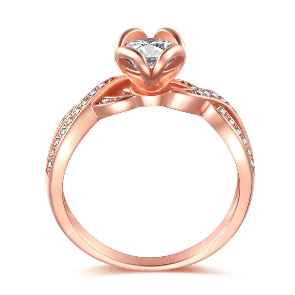 Round Cut Created Diamond Flower Cross Twist Engagement Ring-Black Diamonds New York
