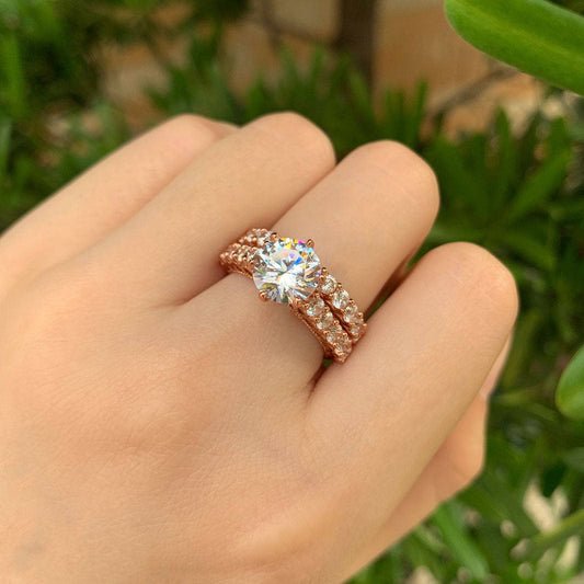 Round Cut EVN™ Diamond Rose Gold Engagement Ring Set-Black Diamonds New York