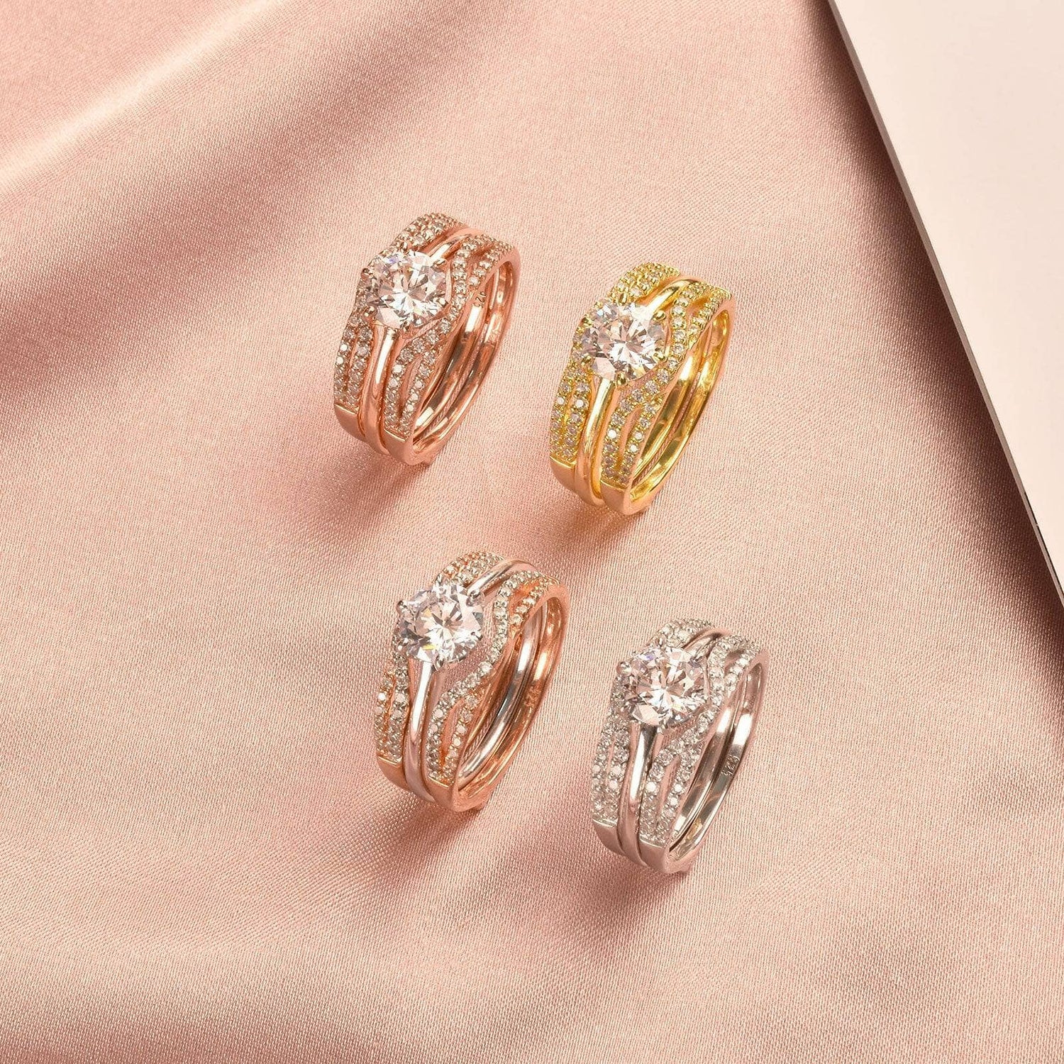 Round Cut EVN™ Diamond Solitaire Wedding Ring Set - Black Diamonds New York