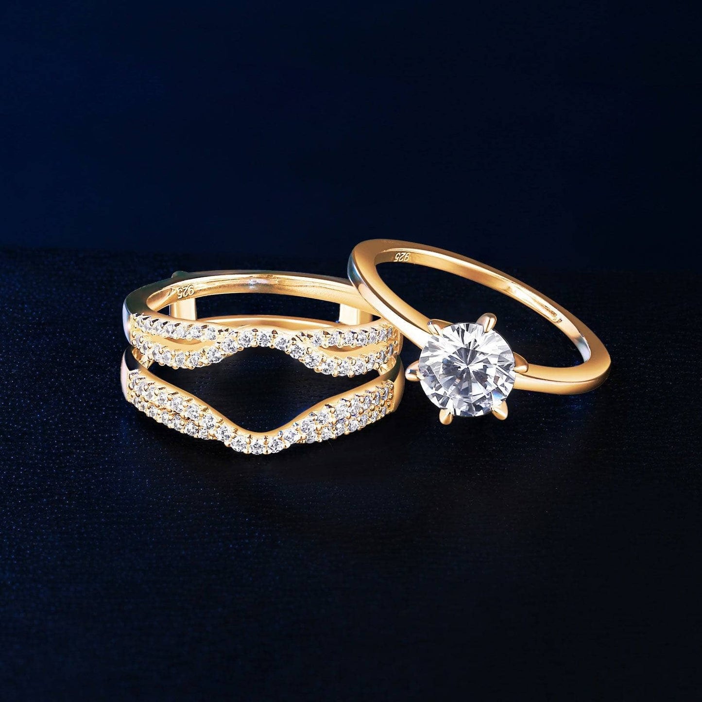 Round Cut EVN™ Diamond Solitaire Wedding Ring Set - Black Diamonds New York