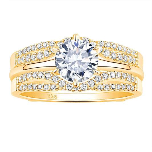 Round Cut Created Diamond Solitaire Wedding Ring Set-Black Diamonds New York
