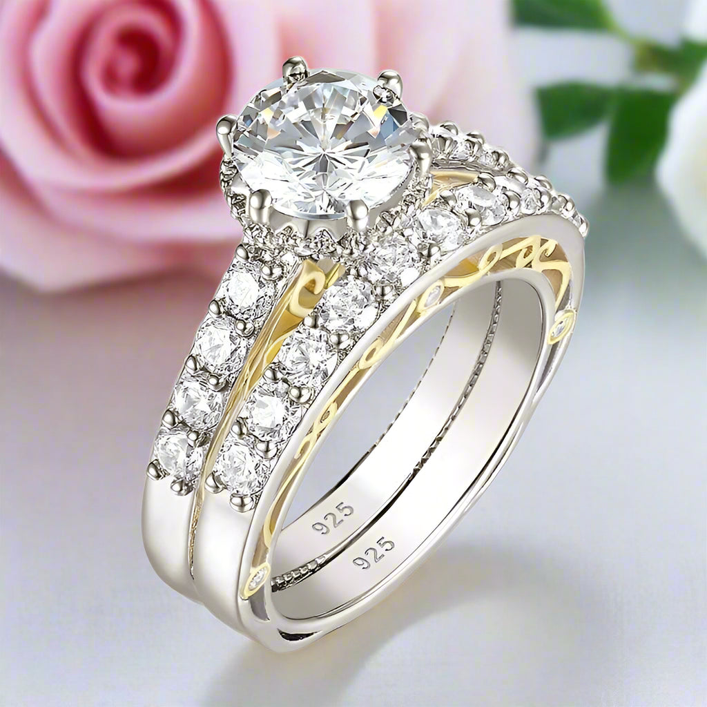 Round Cut Diamond Yellow Gold Accent Engagement Ring-Black Diamonds New York