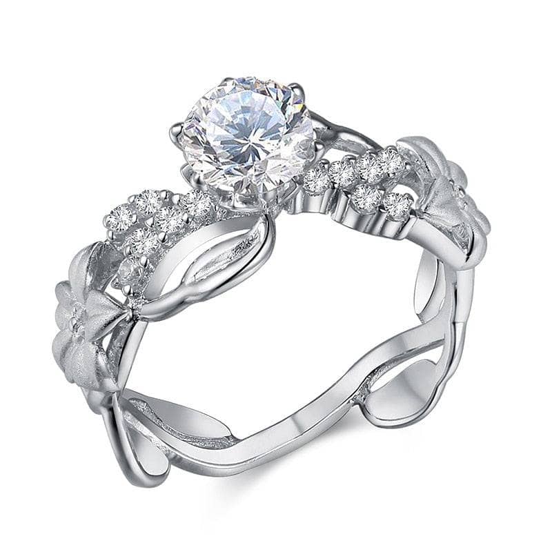 Round Cut EVN Stone Flower Decorative Wedding Engagement Ring-Black Diamonds New York