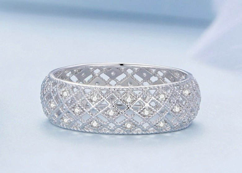 Round Cut Created Diamond Hallow Wedding Ring-Black Diamonds New York