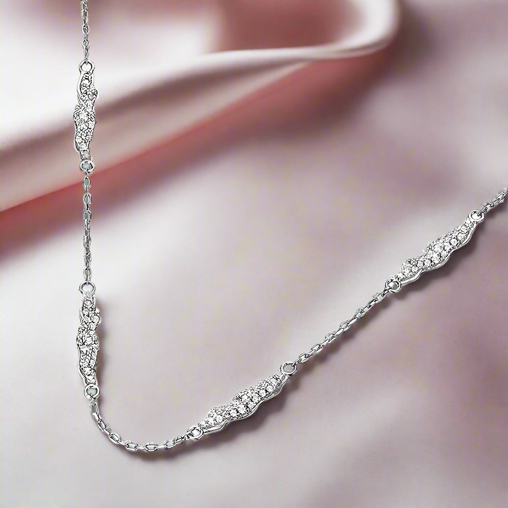 Round Cut Diamond Snowflake Double Chain Necklace-Black Diamonds New York