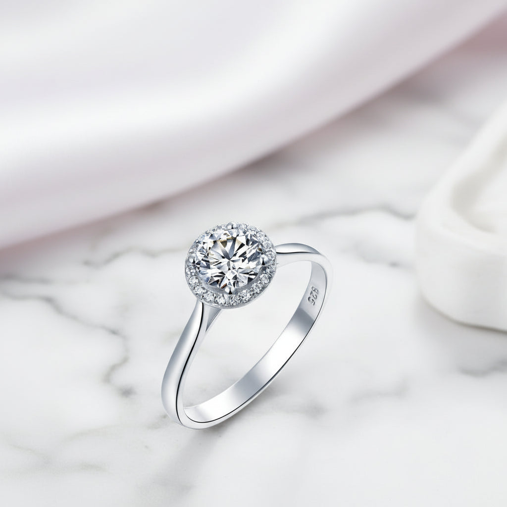 Round Cut Halo Promise Ring-Black Diamonds New York