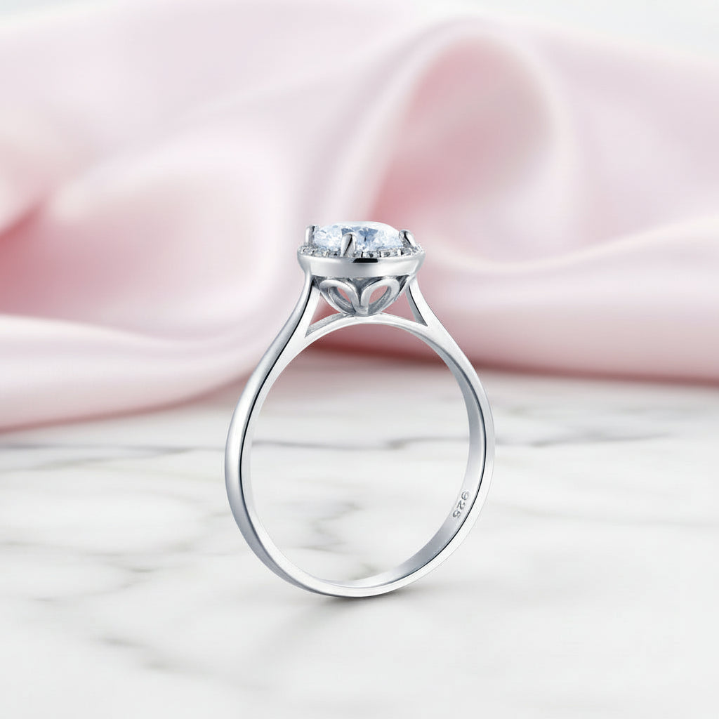 Round Cut Halo Promise Ring-Black Diamonds New York