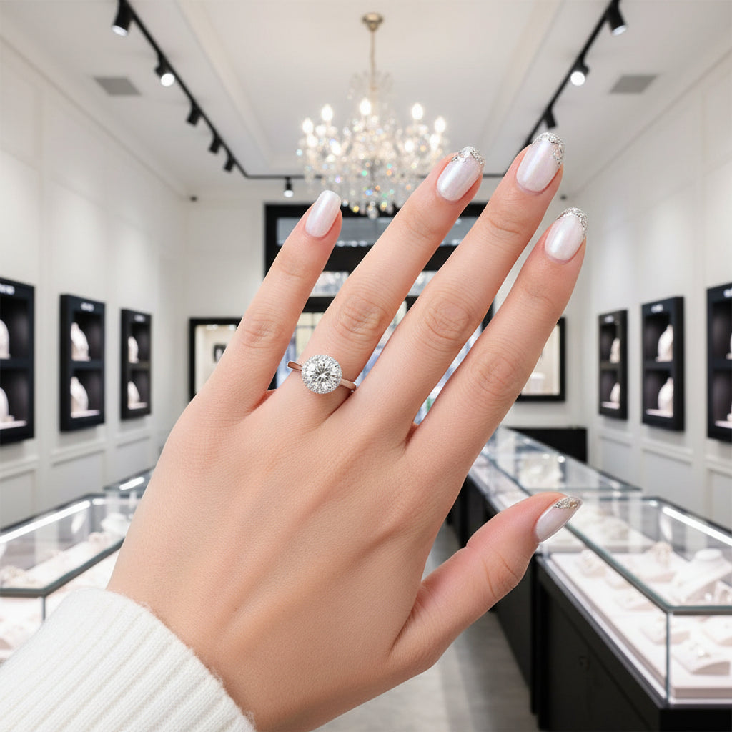 Round Cut Halo Promise Ring-Black Diamonds New York