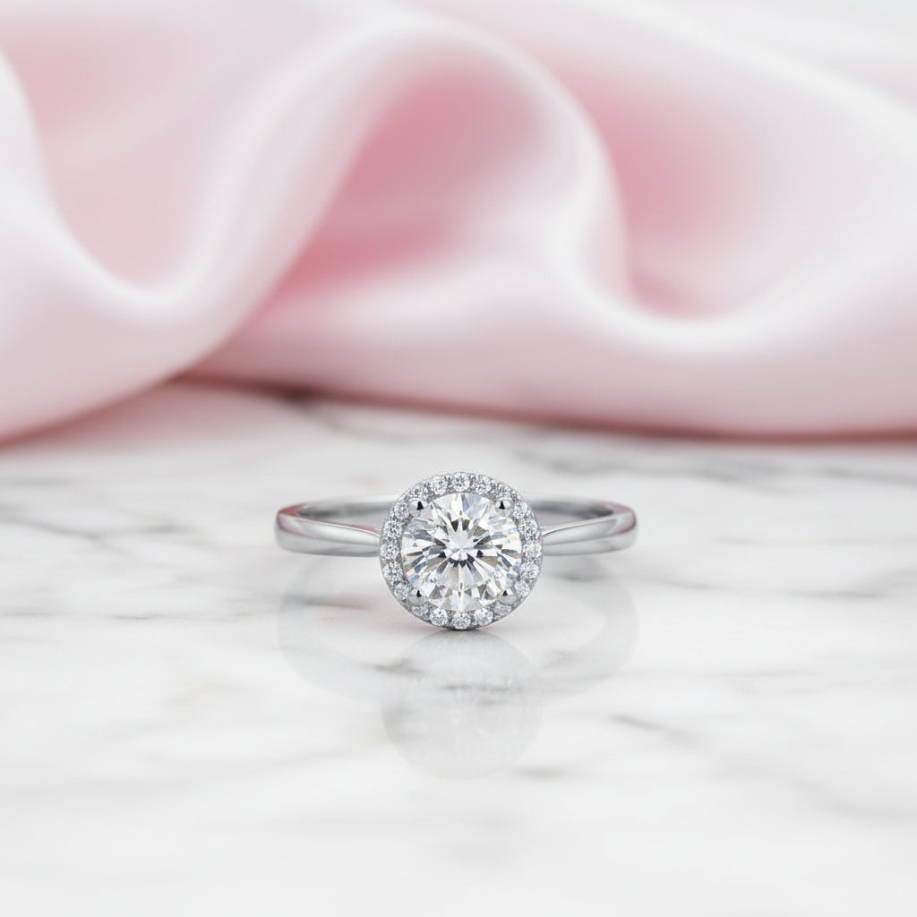 Round Cut Halo Promise Ring-Black Diamonds New York
