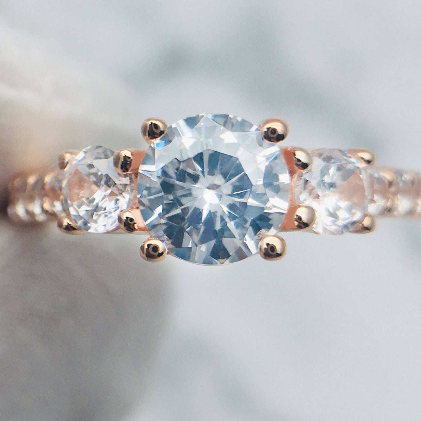 Round Cut Diamond 4 Prong Rose Gold Engagement Ring-Black Diamonds New York