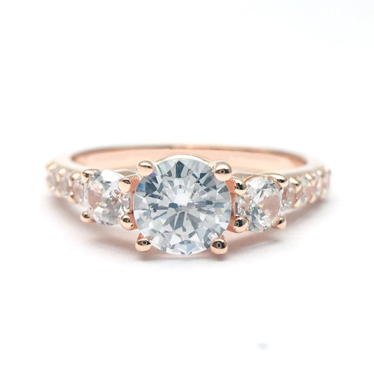 Round Cut Moissanite 4 Prong Rose Gold Engagement Ring-Black Diamonds New York