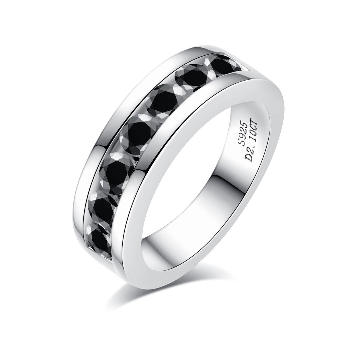 Round Cut Moissanite 4mm Ring Band-Black Diamonds New York