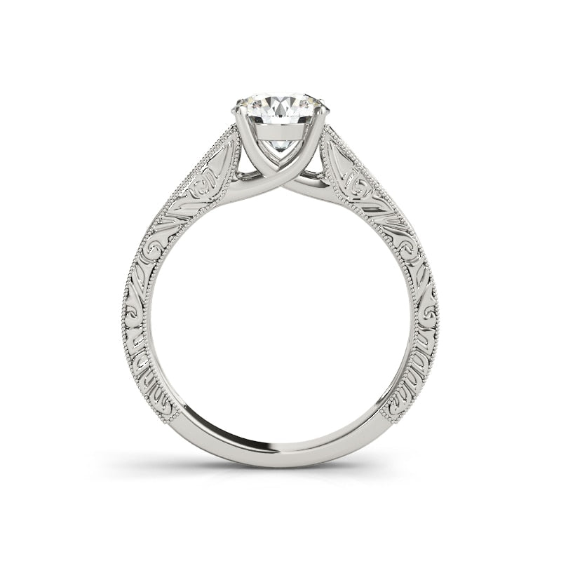 Round Cut Diamond Art Deco Engagement Ring Set-Black Diamonds New York