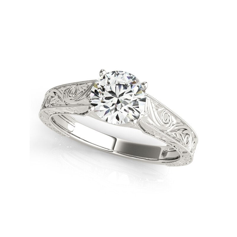 Round Cut Diamond Art Deco Engagement Ring Set-Black Diamonds New York