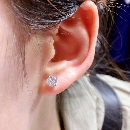 Round-cut Diamond 4 Claws Stud Earrings-Black Diamonds New York