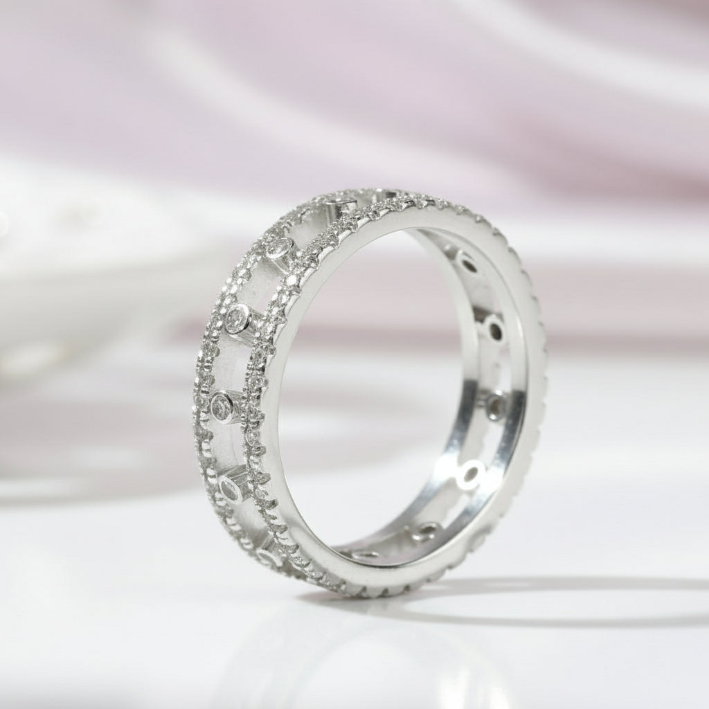 Round Cut Diamond Hallowed Ring Band-Black Diamonds New York