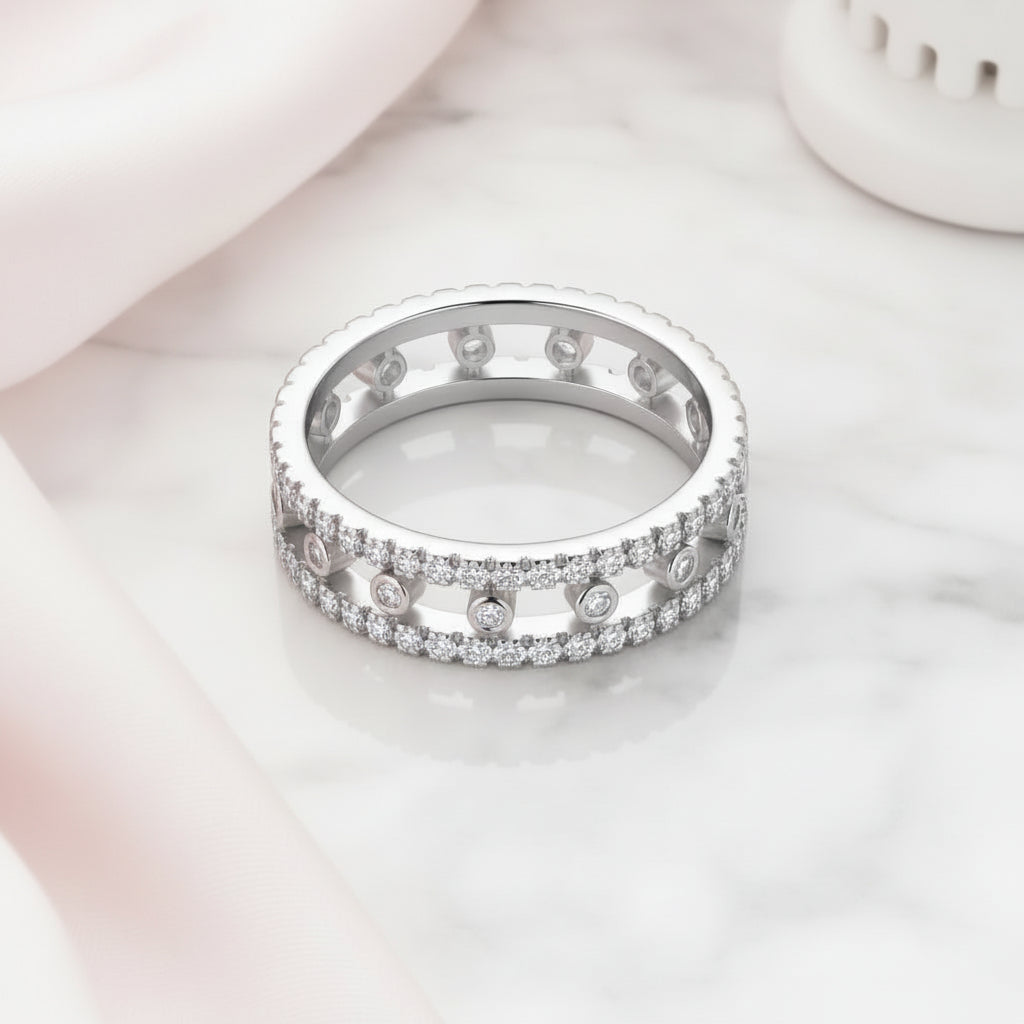 Round Cut Diamond Option Hallowed Ring Band-Black Diamonds New York