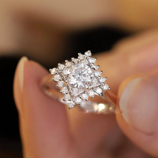 Round Cut Moissanite Diamond Shaped Engagement Ring-Black Diamonds New York