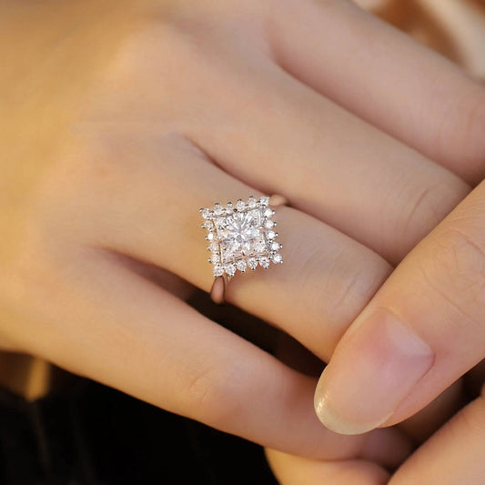 Round Cut Moissanite Diamond Shaped Engagement Ring-Black Diamonds New York
