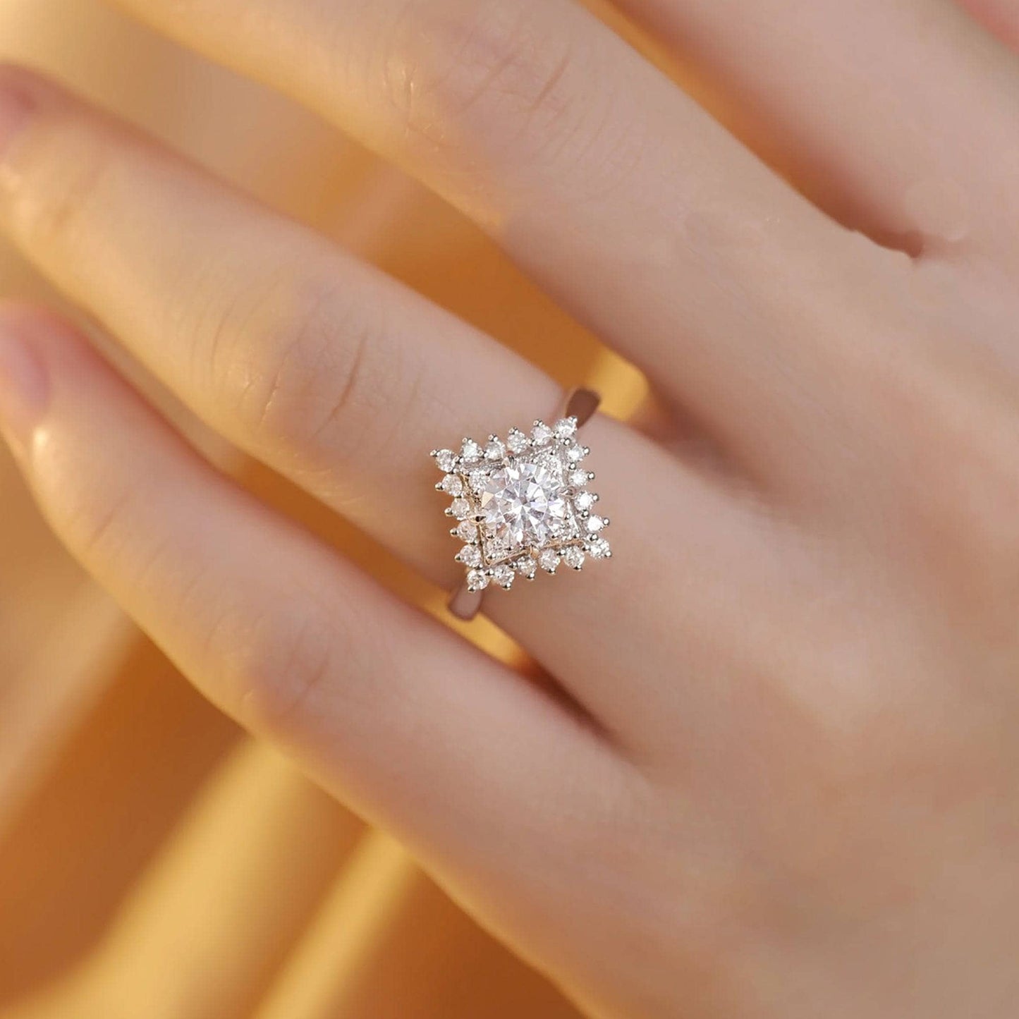 Round Cut Moissanite Diamond Shaped Engagement Ring - Black Diamonds New York
