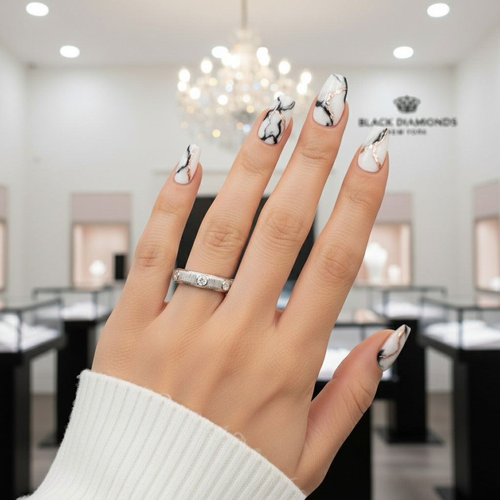 Round Cut Diamond Eternity Love Wedding Band-Black Diamonds New York