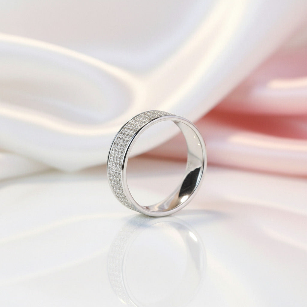 Round Cut Diamond Eternity Mens Wedding Band-Black Diamonds New York