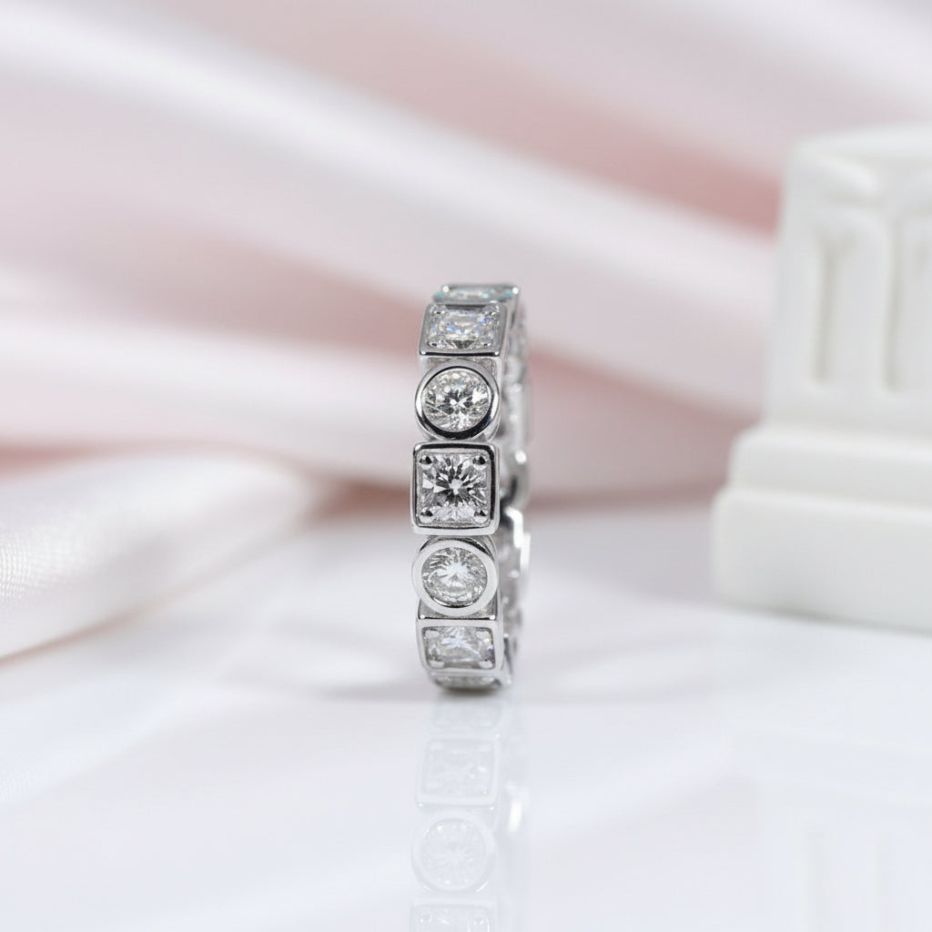 Round Cut Diamond Option Eternity Ring Band-Black Diamonds New York
