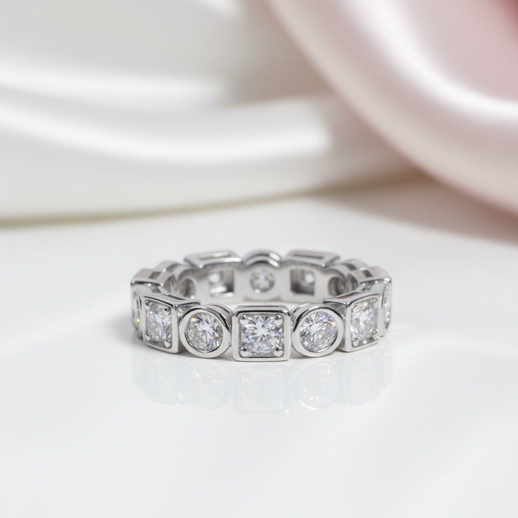 Round Cut Diamond Option Eternity Ring Band-Black Diamonds New York