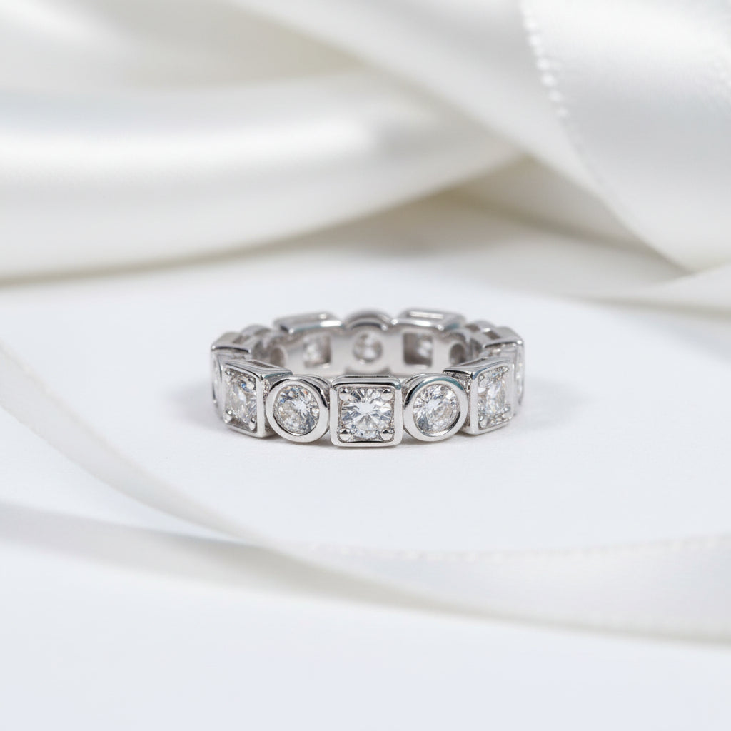 Round Cut Diamond Option Eternity Ring Band-Black Diamonds New York