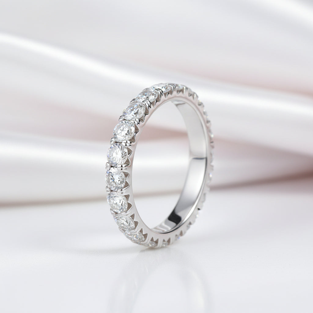 Round Cut Diamond Option Eternity Wedding Band-Black Diamonds New York
