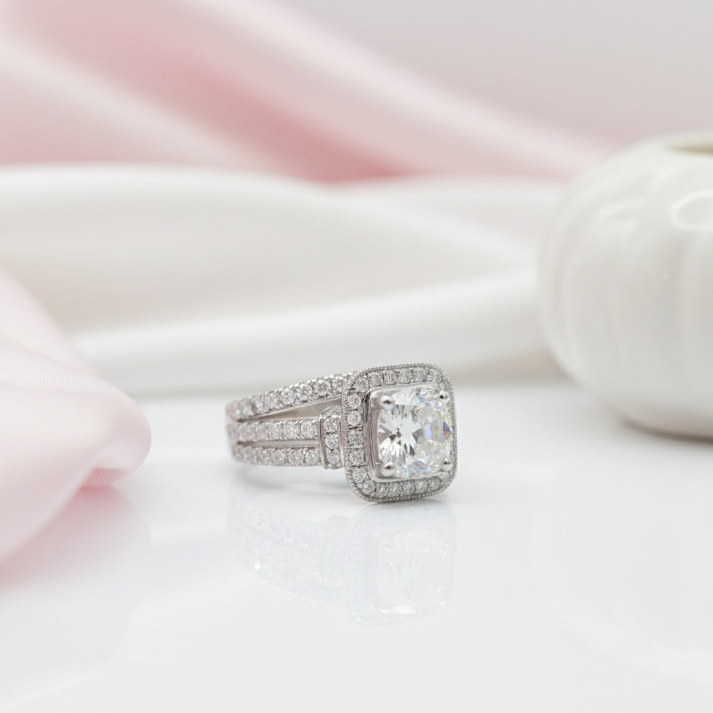 Round Cut Diamond Option Minimalist Engagement Ring Set-Black Diamonds New York