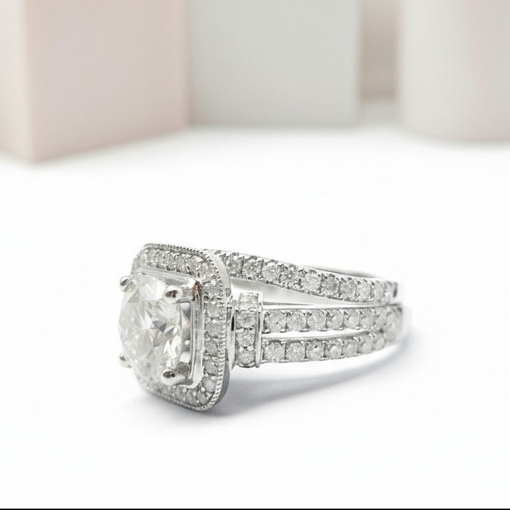 Round Cut Diamond Minimalist Engagement Ring Set-Black Diamonds New York