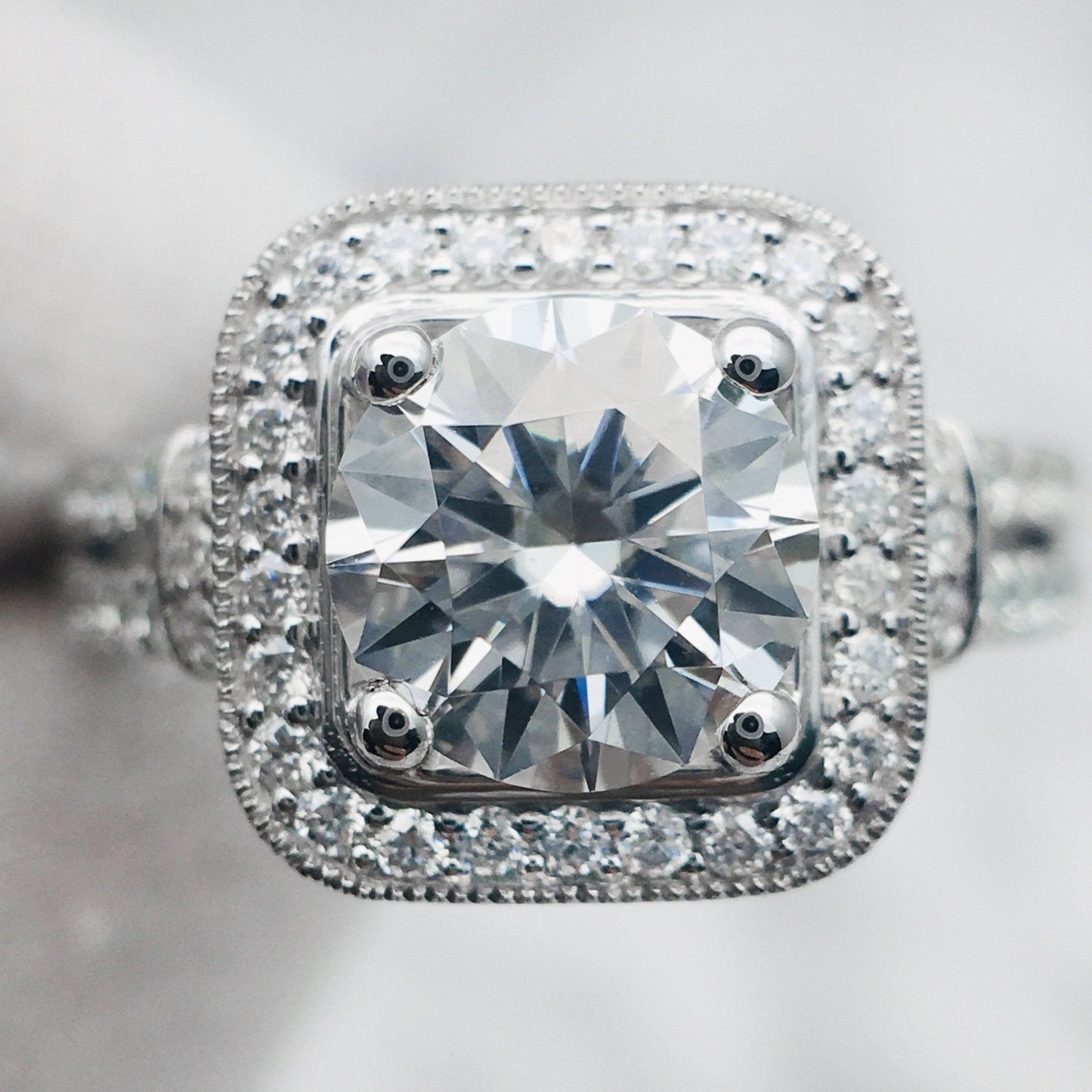 Round Cut Moissanite Minimalist Engagement Ring Set-Black Diamonds New York