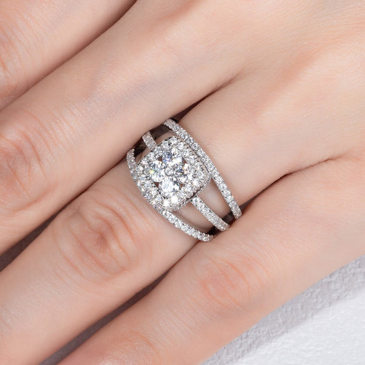 Round Cut Diamond Split Bands Engagement Ring-Black Diamonds New York