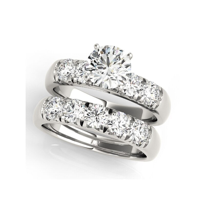 Round Cut Diamond White Gold Engagement Ring Set-Black Diamonds New York